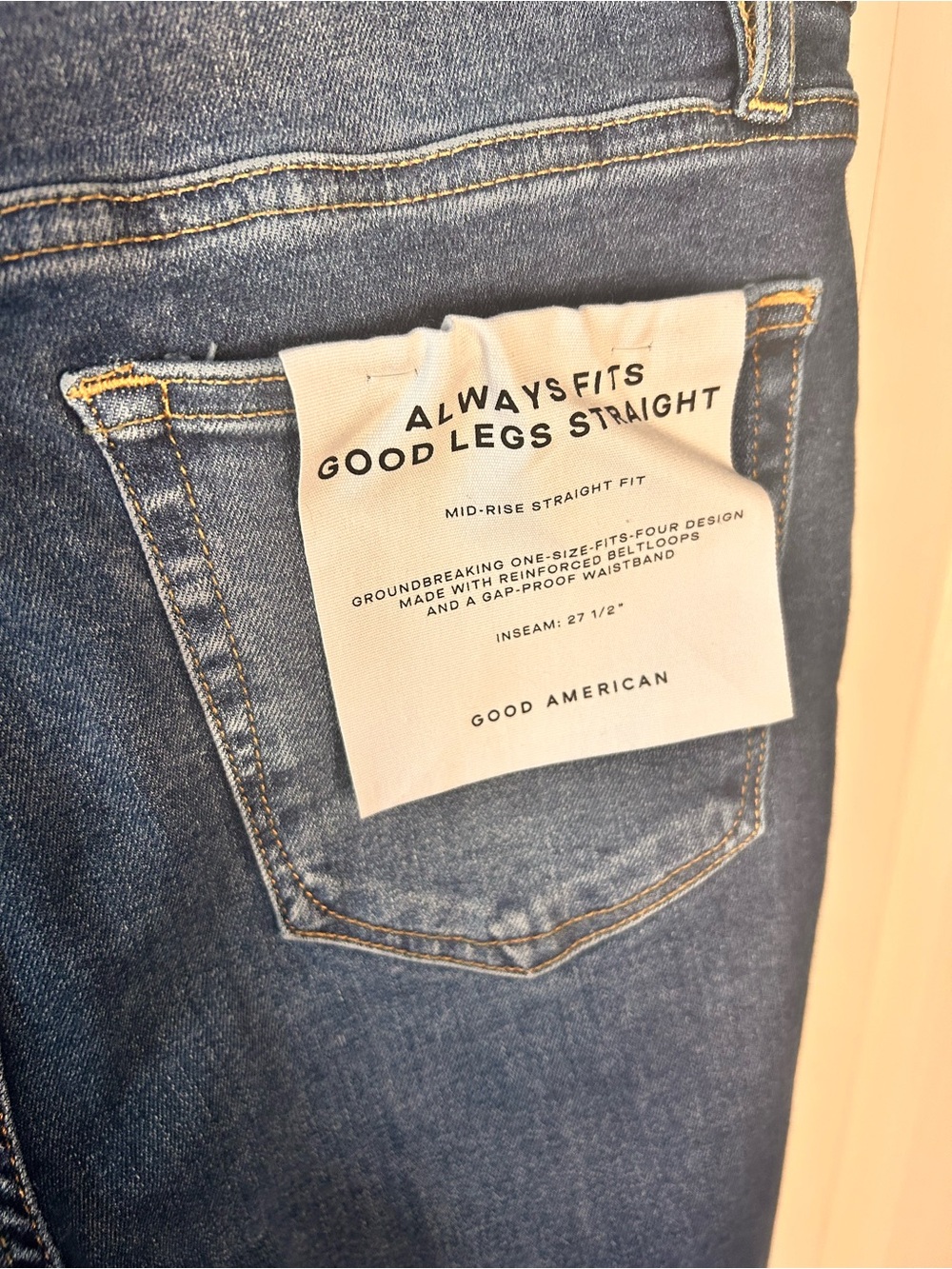 Good American Women’s Size 6-12 Good Leg Straight Mid Rise Blue Jeans NWT - Picture 8 of 8